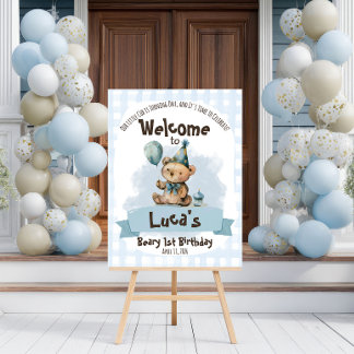 Beary 1st Birthday Welcome Sign