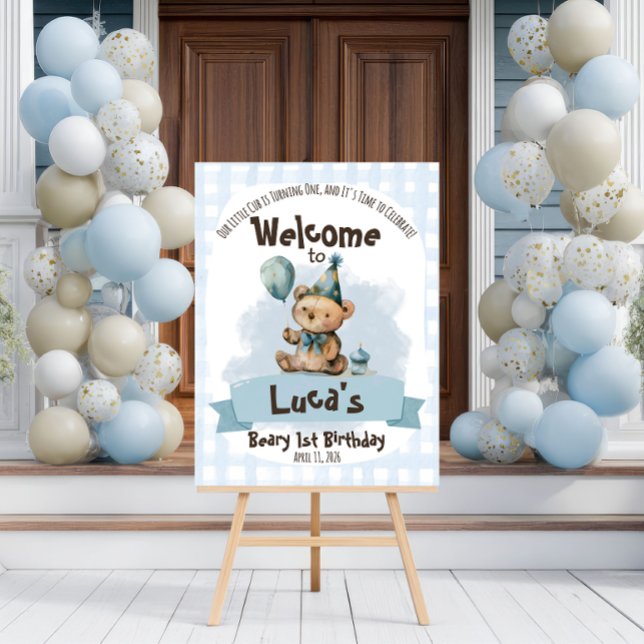 Beary 1st Birthday Welcome Sign (Creator Uploaded)