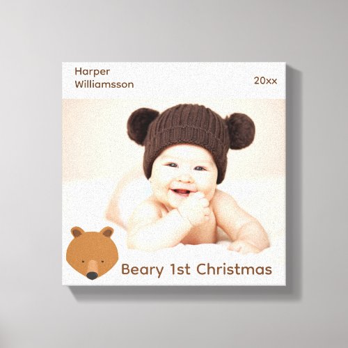Beary 1st Photo Baby First Christmas Canvas Print