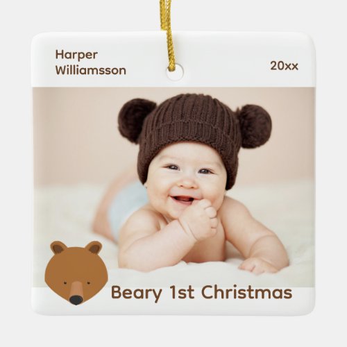 Beary 1st Photo Baby First Christmas Ceramic Ornament