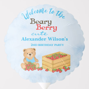 Beary Berry Cute Strawberry Cub Birthday Party Balloon