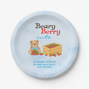 Beary Berry Cute Strawberry Cub Boy Birthday Party Paper Plates