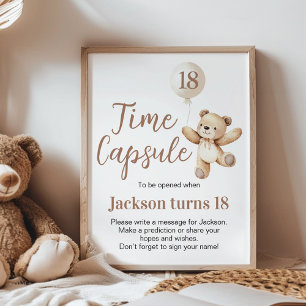 Beary Birthday Bear Balloon Time Capsule Poster