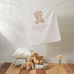 beary brave childhood cancer sick kids custom name baby blanket