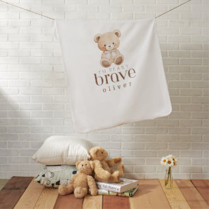 beary brave childhood cancer sick kids custom name baby blanket