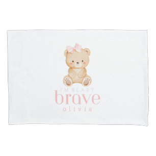 beary brave childhood cancer sick kids custom name pillow case