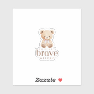 beary brave childhood cancer sick kids custom name sticker