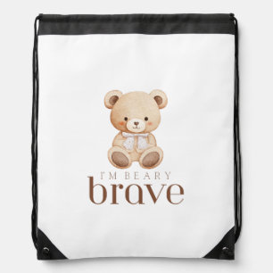 beary brave childhood cancer sick kids cute drawstring bag