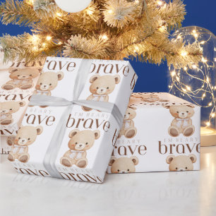 beary brave childhood cancer sick kids cute wrapping paper