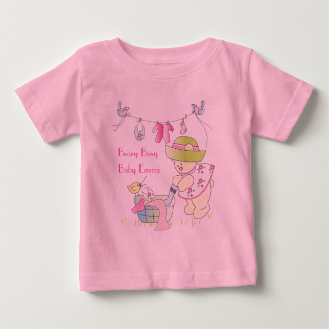 Beary Busy Personalized Baby T-Shirt (Front)