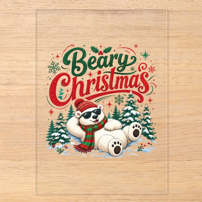 Beary Christmas Acrylic Invitations (Front)