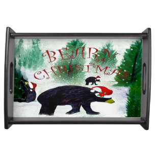 Beary Christmas black bear theme Serving Tray