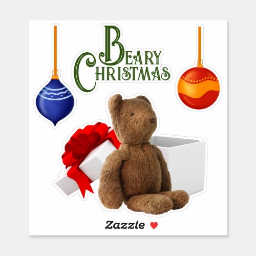 Beary Christmas Custom_Cut Vinyl Stickers