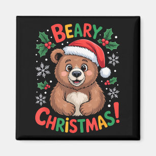 Beary Christmas Cute Bear Santa Funny Holiday Magnet