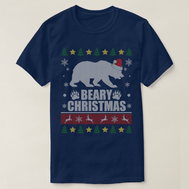 Beary Christmas Gay Bear Xmas T-Shirt (Design Front)