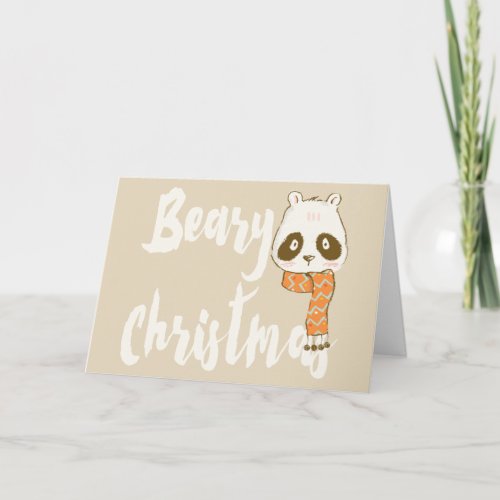 Beary Christmas Panda Bear Greeting Card
