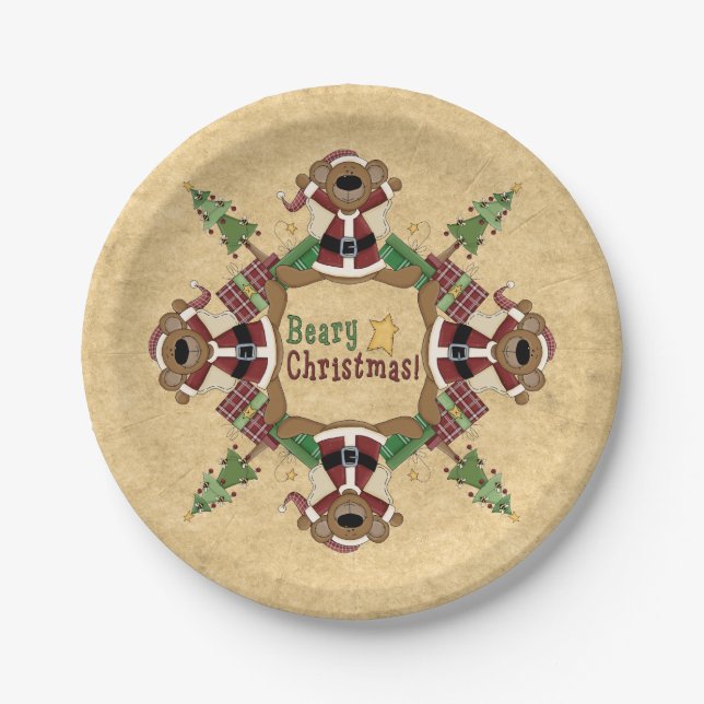 Beary Christmas Paper Plates (Front)