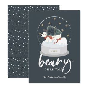 Beary Christmas Polar Bear Snow Globe Holiday Card