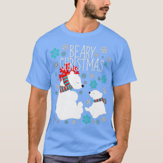 Beary Christmas Polar Bears Funny Xmas Gift  T-Shirt