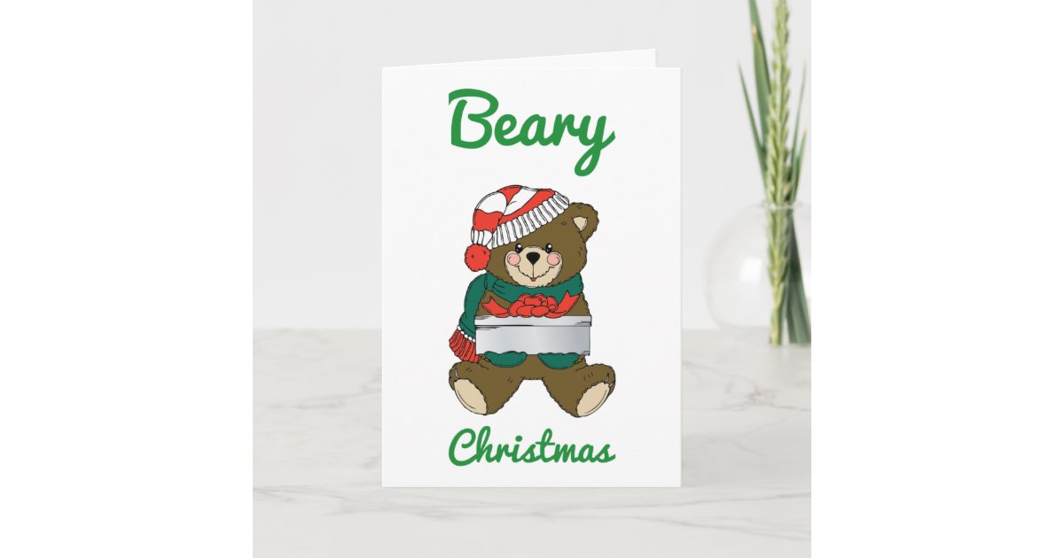 Beary Christmas Teddy Bear Merry Christmas Wishes Holiday Card Zazzle