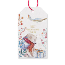 Beary Christmas Watercolor Gift Tag Personalized
