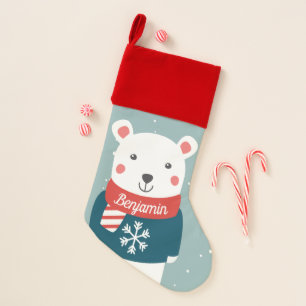 Beary Christmas with cartoon polar bear Stocking
