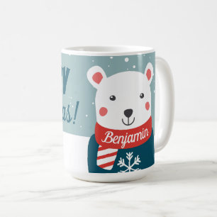 Beary Christmas with cartoon white polar bear mug