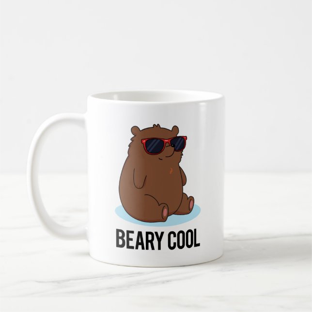 Beary Cool Funny Brown Bear Pun  Coffee Mug (Left)