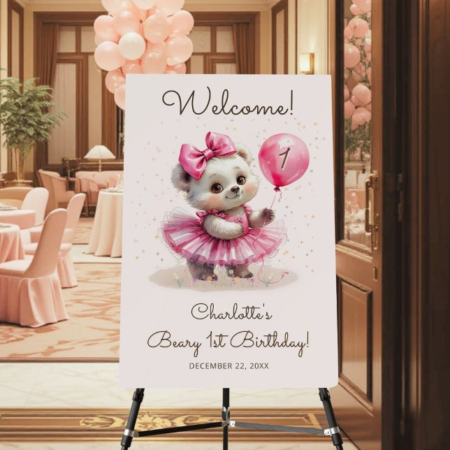 Beary Cute Ballerina Birthday Welcome Sign  (Creator Uploaded)
