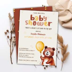 Beary Cute Ballon Bear Baby Shower Invitation