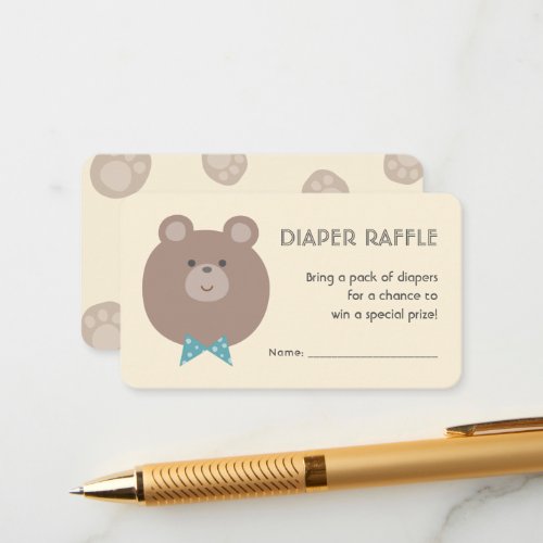 Beary Cute Boy Baby Shower Diaper Raffle Ticket Enclosure Card