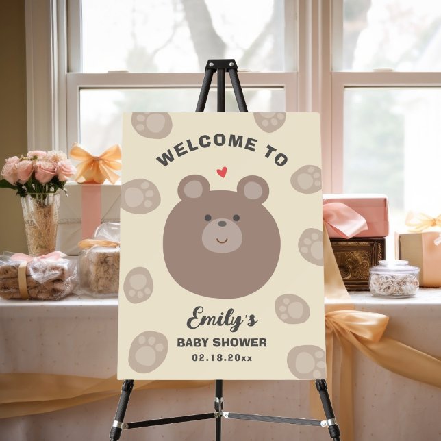 Beary Cute Brown Teddy Bear Baby Shower Welcome Foam Board (Creator Uploaded)