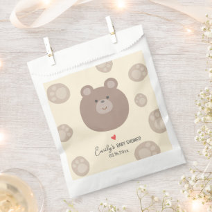 Beary Cute Brown Teddy Bear Cub Boy Baby Shower Favor Bag