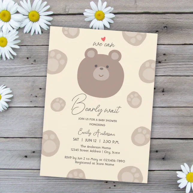 Beary Cute Brown Teddy Bear Cub Boy Baby Shower Invitation | Zazzle