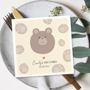 Beary Cute Brown Teddy Bear Cub Boy Baby Shower Napkins