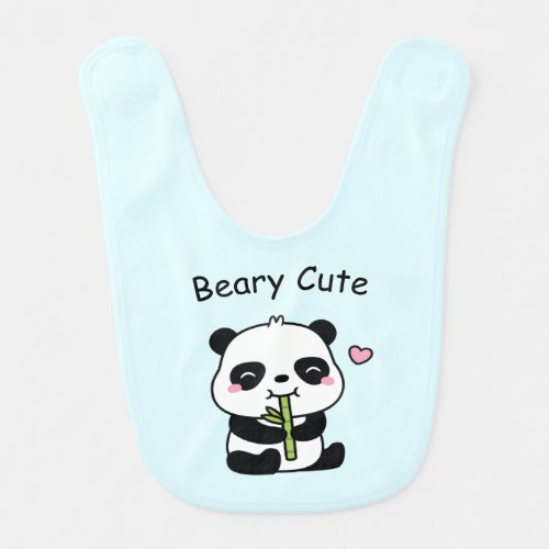 Beary Cute Panda Bear Munching Bamboo Baby Bib