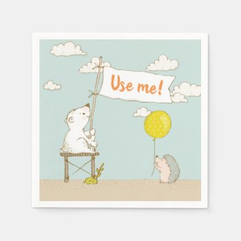 Beary Cute Paper Napkin by mistyqe at Zazzle