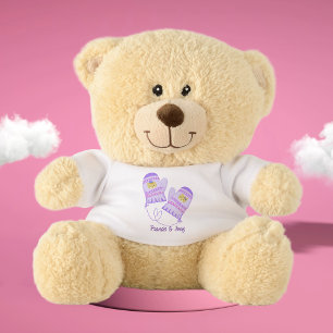 Beary Cute Purple Mittens Personalized Teddy Bear