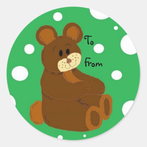 Beary Cute Sitting Bear Classic Round Sticker