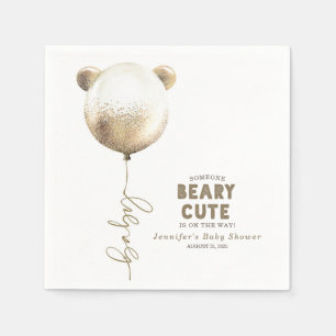 Beary Cute Teddy Bear Balloon Baby Shower Napkins