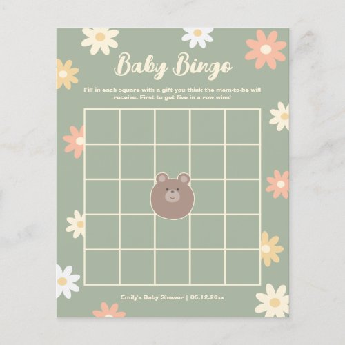Beary Cute Teddy Bear Boy Baby Shower Bingo Game