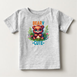 Beary Cute. Teddy Bear cartoon smiling. Funny pun Baby T-Shirt