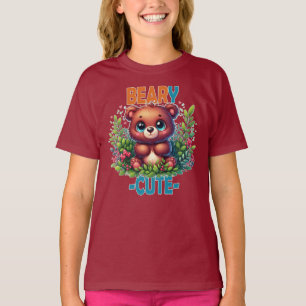Beary Cute. Teddy Bear cartoon smiling. Funny pun T-Shirt