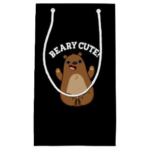 Beary Cute Teddy Bear Pun Dark BG Small Gift Bag
