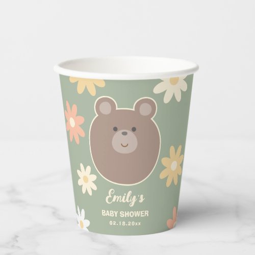 Beary Cute Teddy Bear Spring Baby Boy Baby Shower Paper Cups