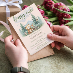 Beary Cute Woodland Animals Watercolor Baby Shower Invitation