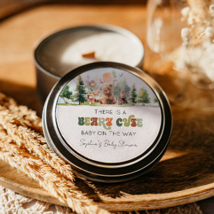 Beary Cute Woodland Baby Shower Classic Round Sticker