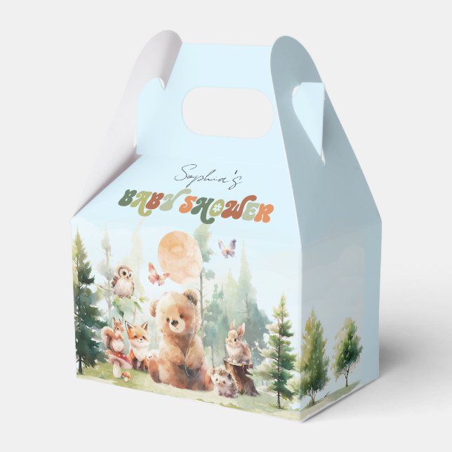 Beary Cute Woodland Baby Shower Favor Boxes (Front Side)