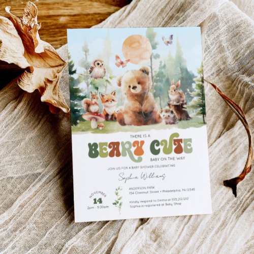 Beary Cute Woodland Baby Shower Invitation