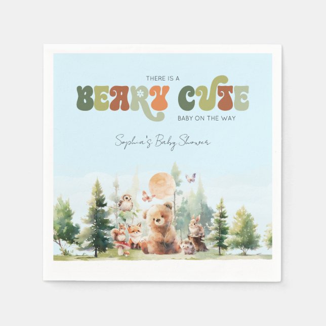 Beary Cute Woodland Baby Shower Napkins (Front)